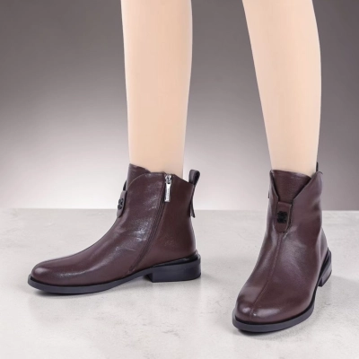 Полусапоги женские натуральная кожа коричневые K522-2