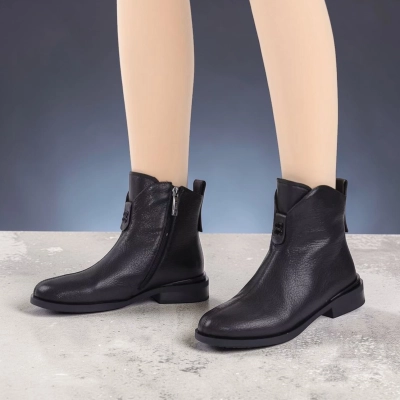 Полусапоги женские натуральная кожа черные K522-1