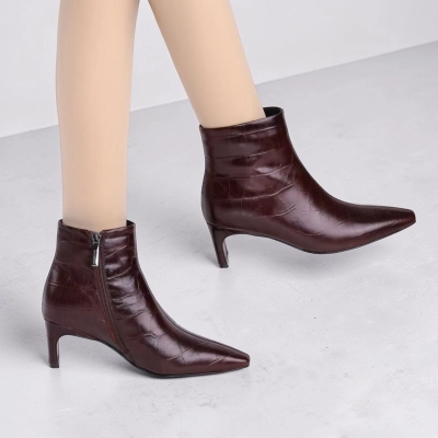 Полусапоги женские натуральная кожа бордовые K511-3