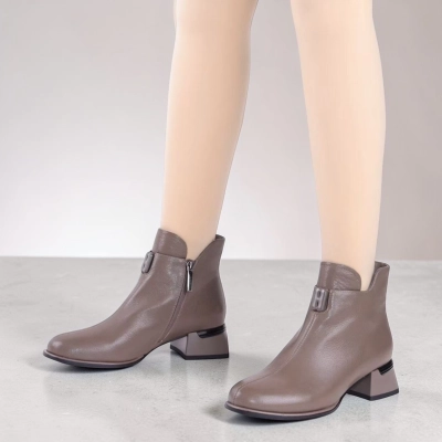 Полусапоги женские натуральная кожа кремовые K499-2