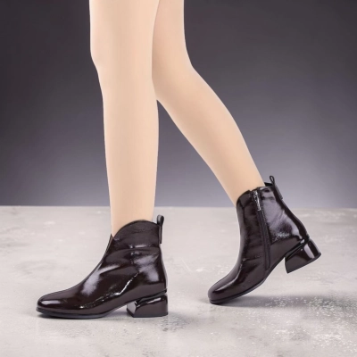 Полусапоги женские натуральная лак кожа бордовые K501-4