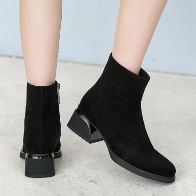 Полусапоги женские натуральная замша черные GE153-2