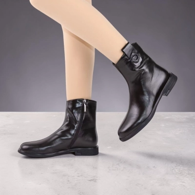 Полусапоги женские натуральная кожа черные K527-2