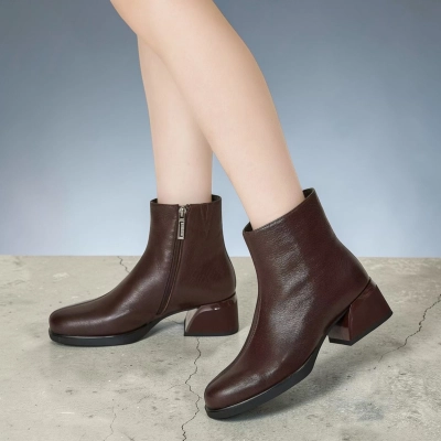 Полусапоги женские натуральная кожа коричневые GE153-3