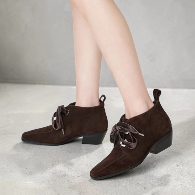 Ботильоны женские натуральная замша коричневые GE161-2