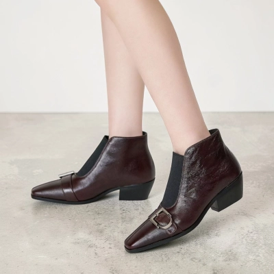 Ботильоны женские натуральная кожа коричневые GE162-1