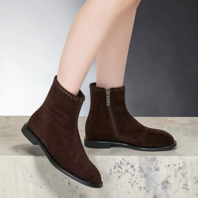 Полусапоги женские натуральная замша коричневые GE155-4