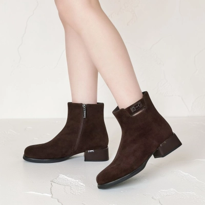 Полусапоги женские натуральная замша шоколадные GE152-2