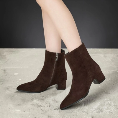 Полусапоги женские натуральная замша шоколадные GE154-3