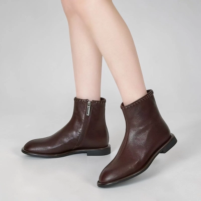 Полусапоги женские натуральная кожа шоколадные GE155-3