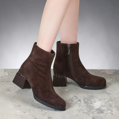 Полусапоги женские натуральная замша шоколадные GE150-2