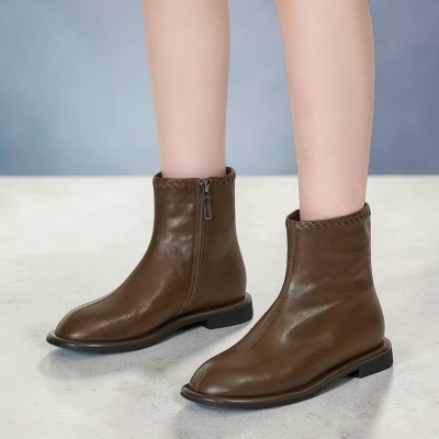 Полусапоги женские натуральная кожа коричневые GE155-2