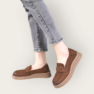 Полуботинки женские натуральная кожа коричневые YD386-1