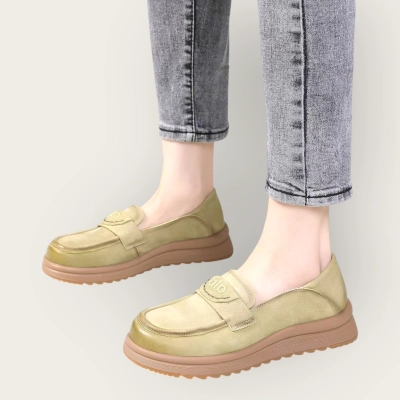 Полуботинки женские натуральная кожа бежевые YD386-3