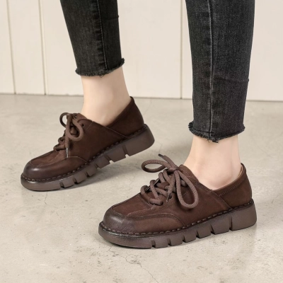 Полуботинки женские натуральная кожа шоколадные YD196-4