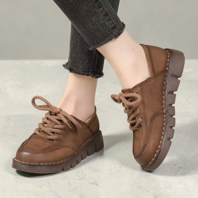 Полуботинки женские натуральная кожа коричневые YD196-7