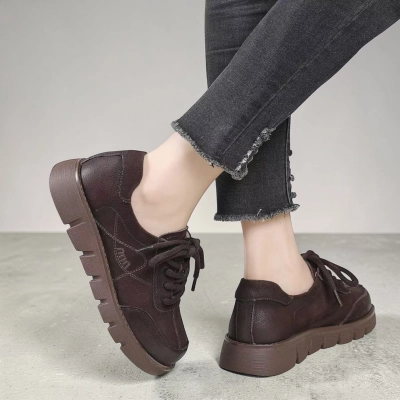 Полуботинки женские натуральная кожа шоколадные YD313-1