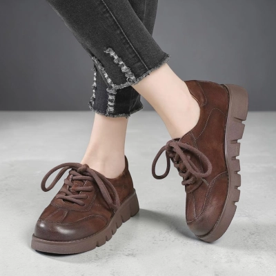 Полуботинки женские натуральная кожа коричневые YD313-2