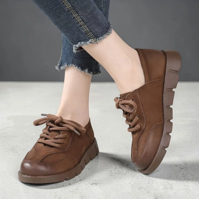 Полуботинки женские натуральная кожа коричневые YD254-2