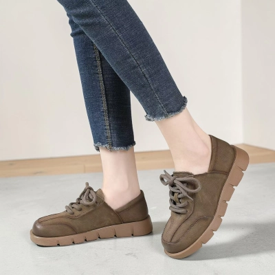 Полуботинки женские натуральная кожа коричневые YD254-3