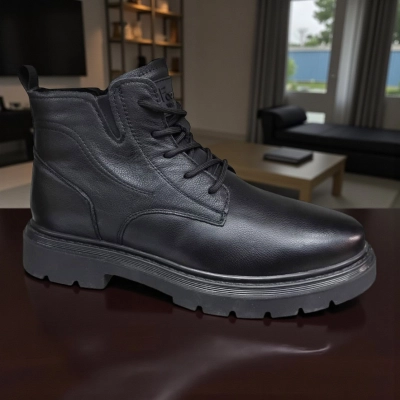 Ботинки мужские зимние UFOQQ натуральная кожа черные 10032 Ботинки мужские зимние UFOQQ натуральная кожа черные 10032