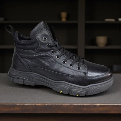 Ботинки мужские зимние UFOQQ натуральная кожа черные 10015 Ботинки мужские зимние UFOQQ натуральная кожа черные 10015