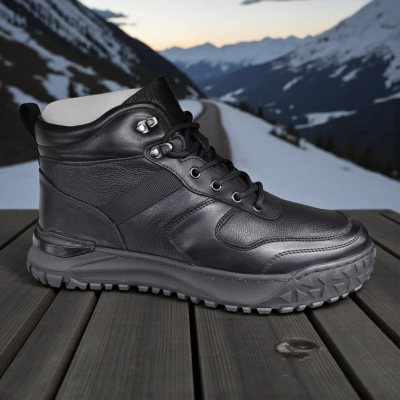 Ботинки мужские зимние UFOQQ натуральная кожа черные 10006 Ботинки мужские зимние UFOQQ натуральная кожа черные 10006