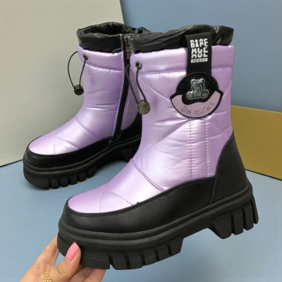 Дутики детские зимние искусственная кожа с текстилем сиреневые A5012-17 Дутики детские зимние искусственная кожа с текстилем сиреневые A5012-17