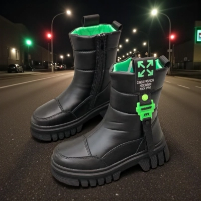 Дутики детские на зиму искусственная кожа с текстилем черные A5006-7 Дутики детские на зиму искусственная кожа с текстилем черные A5006-7