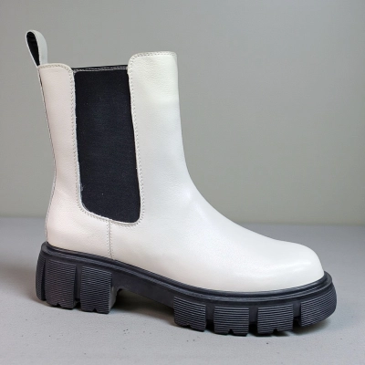 Ботинки женские челси зимние натуральная кожа бежевые 10242