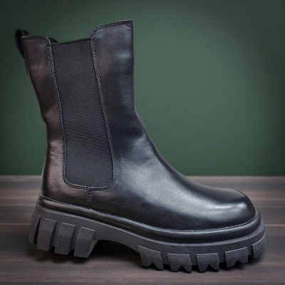 Ботинки женские челси зимние натуральная кожа черные 10232