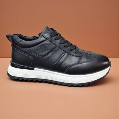 Кроссовки мужские демисезон натуральная кожа черные 10343 Кроссовки мужские демисезон натуральная кожа черные 10343