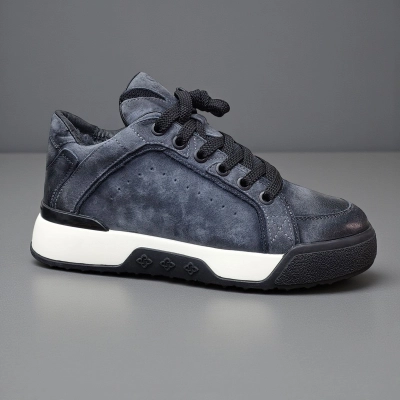 Кроссовки мужские зимние натуральный нубук синие 10265