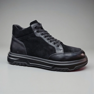 Ботинки мужские зимние натуральная кожа с замшей черные 10292 Ботинки мужские зимние натуральная кожа с замшей черные 10292