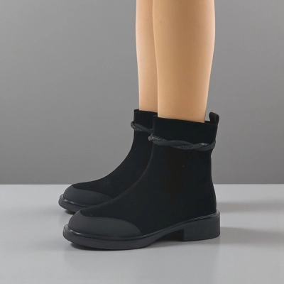 Женские зимние ботинки на каблуке W213-2 натуральная замша черные