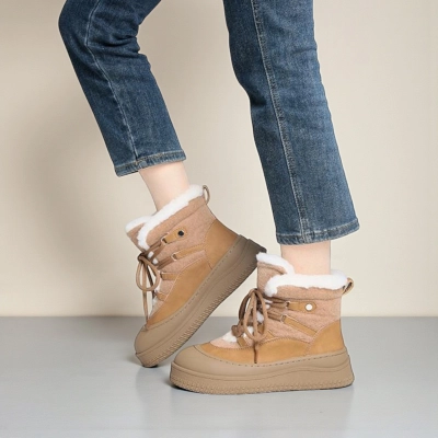 Женские зимние ботинки YM013-3 натуральная кожа и замша коричневые