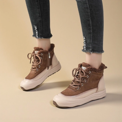 Женские зимние ботинки YM060-2 натуральная кожа кофейные