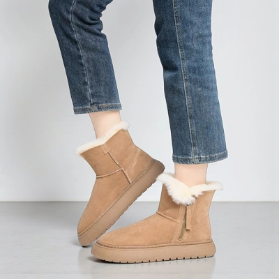 Женские зимние Угги YM017-2 натуральная замша какао