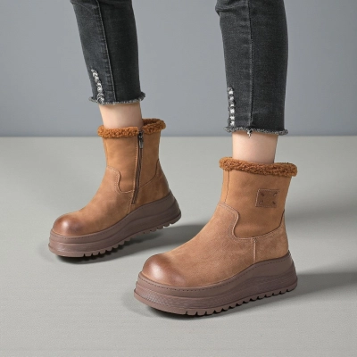 Женские зимние ботинки YM044-2 натуральная кожа какао