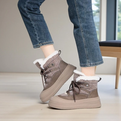 Женские зимние ботинки YM013-2 натуральная кожа и замша капучино