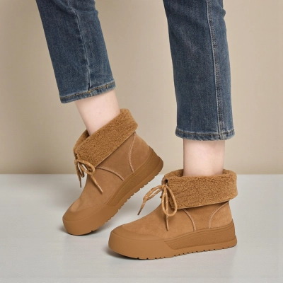 Женские зимние ботинки YM021-2 натуральная замша коричневые