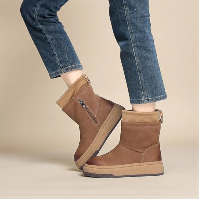 Женские зимние ботинки YM018-2 натуральная кожа кофейные