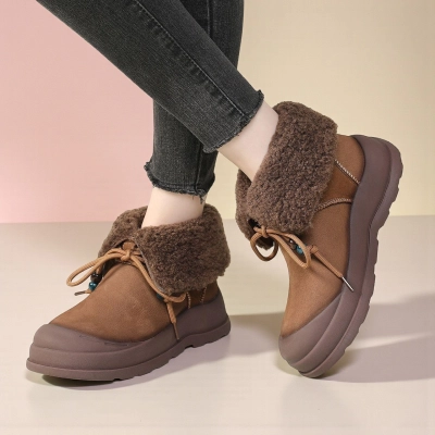 Женские зимние ботинки YM102-2 натуральная кожа кофейные