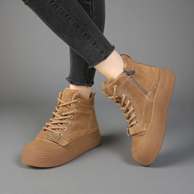 Женские зимние ботинки YM097-3 натуральная замша какао