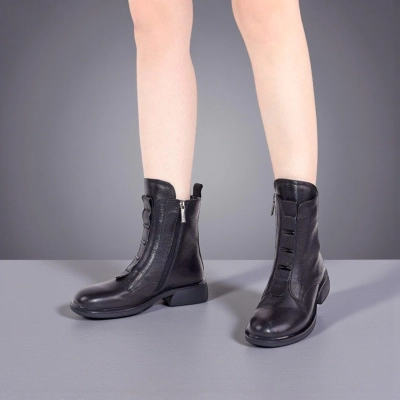 Женские зимние полусапоги W266-1 натуральная кожа черные Женские зимние полусапоги W266-1 натуральная кожа черные