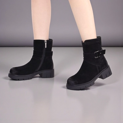 Женские зимние полусапоги W246-1 натуральная замша черные Женские зимние полусапоги W246-1 натуральная замша черные