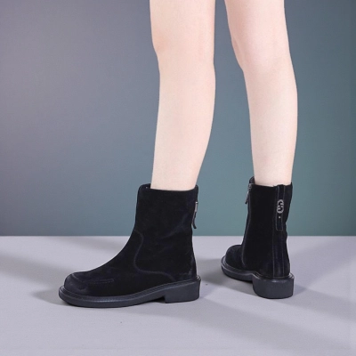 Женские зимние полусапоги W274-1 натуральная замша черные