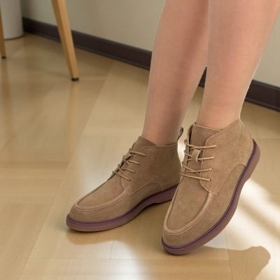 Полуботинки женские демисезонные натуральная замша коричневые 11914