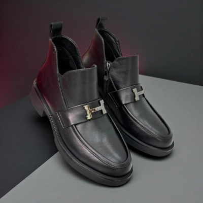 Ботинки женские демисезонные натуральная замша черные X1207-1