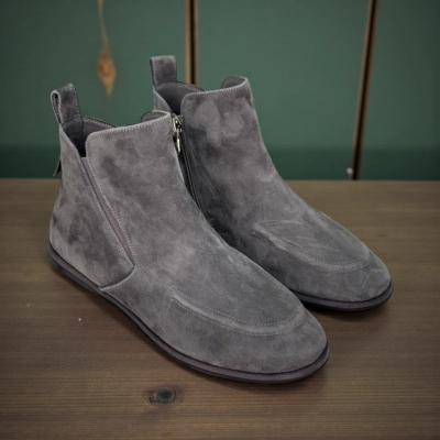 Ботинки женские демисезонные натуральная замша серые X1200-6A